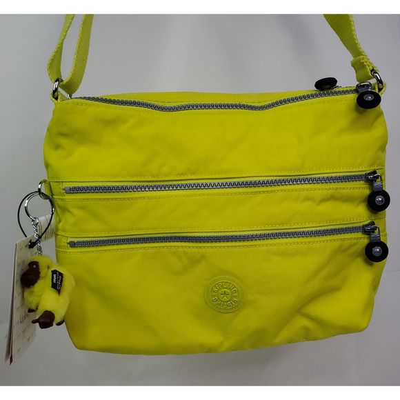 New Kipling Alvar Medium Yellow Women’s Crossbody Bag and Monkey Clip - Picture 4 of 11